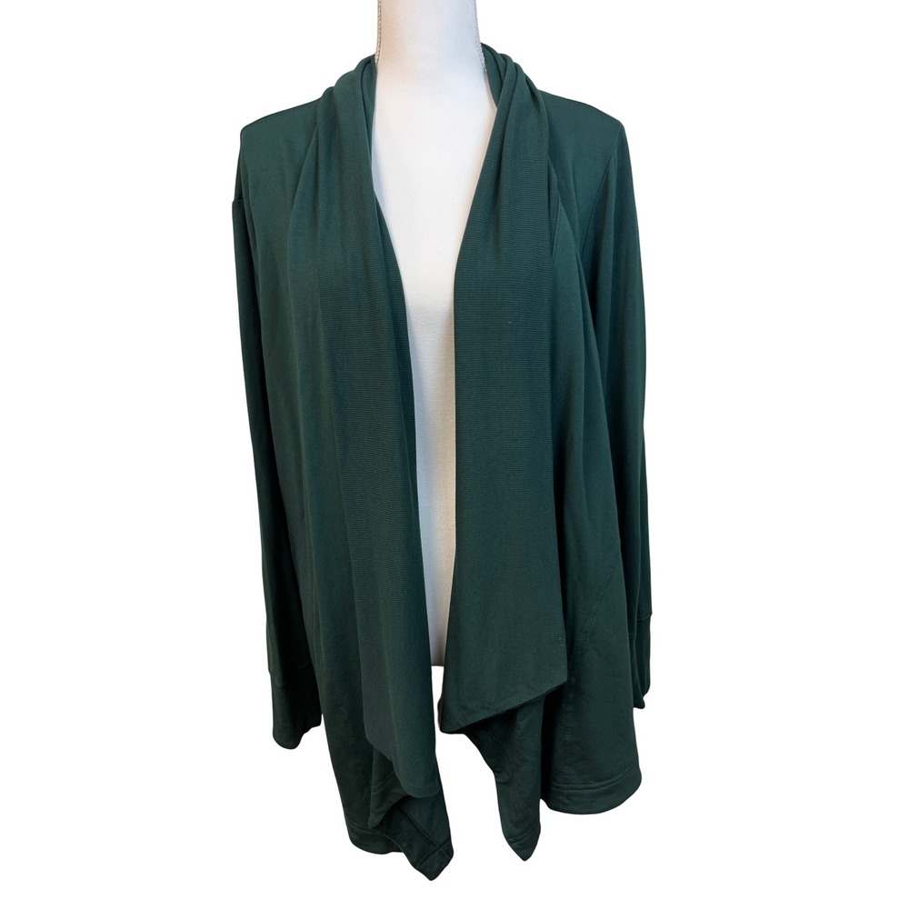 ATHLETA Pranayama Cardigan Sweater L Green Travel Yoga Athleisure Gorpcore